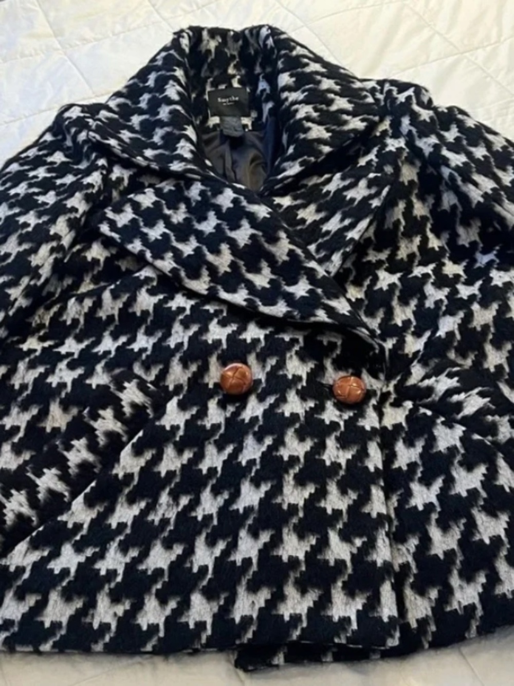 Smythe Houndstooth Black and White Jacket Pea Coat